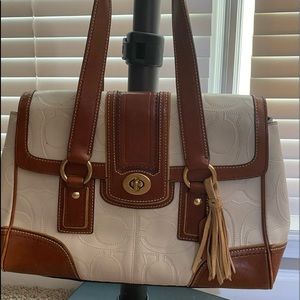 Coach white and Tan Leather Satchel